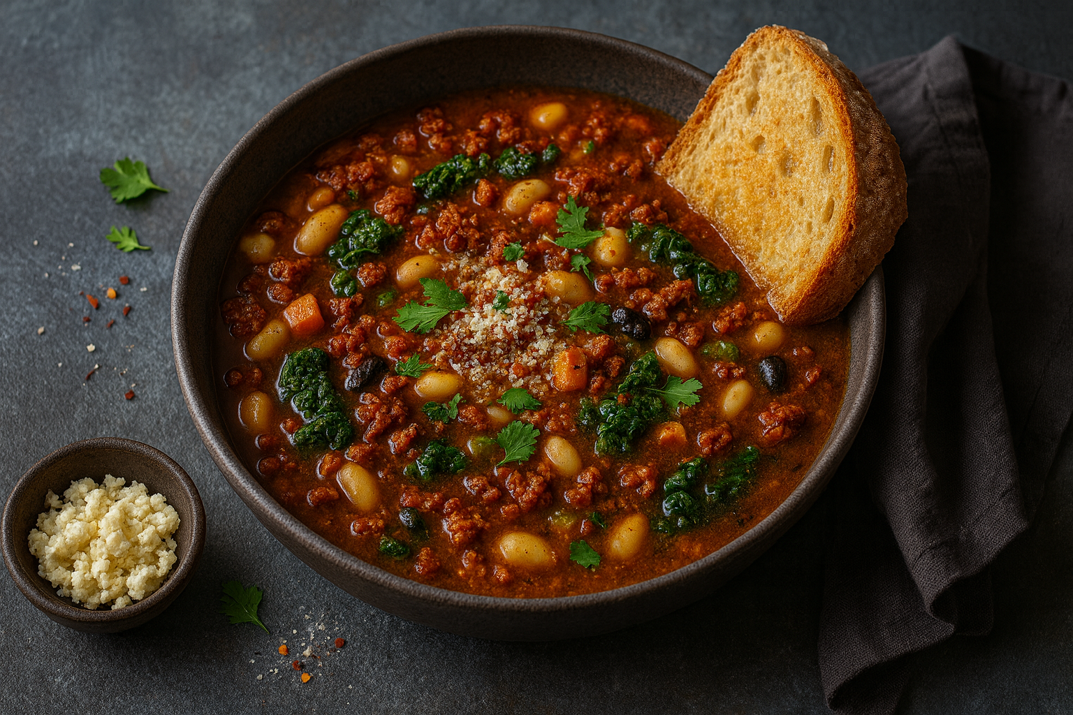 Spicy White Bean and ‘Chorizo’ Soup