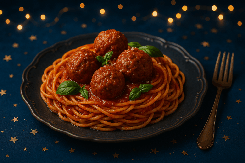 Spaghetti with Slow-Roasted Tomato Sauce & Vegan Meatballs