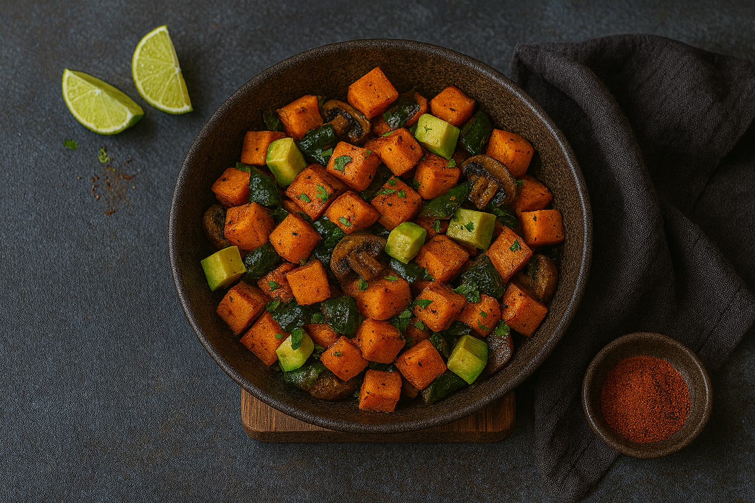 Roasted Poblano Peppers and Sweet Potatoes