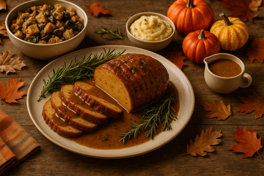 Vegan Seitan Roast Turkey with Herbed Gravy