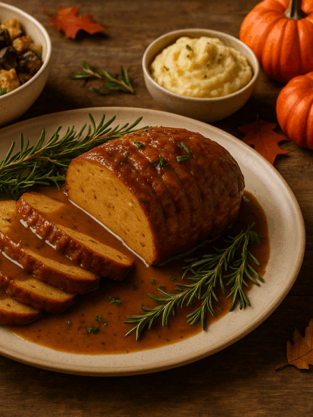 Vegan Seitan Roast Turkey with Herbed Gravy