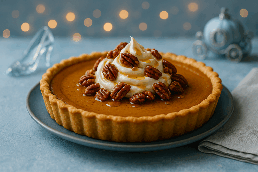 Spiced Pumpkin Tart with Maple, Coconut Whip & Candied Pecans