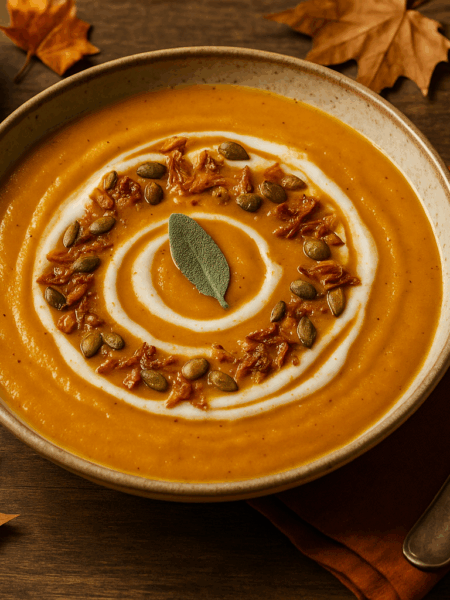 Butternut Squash Soup with Sage & Coconut Cream