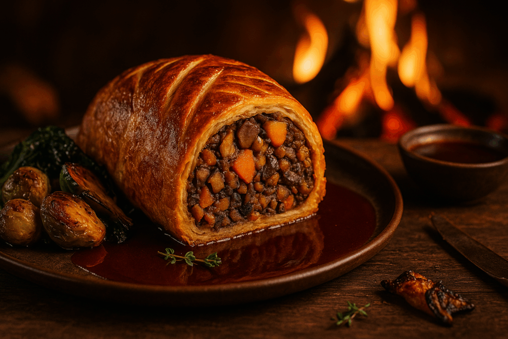 Smouldering Vegetable Wellington with Red Wine & Bonfire Jus