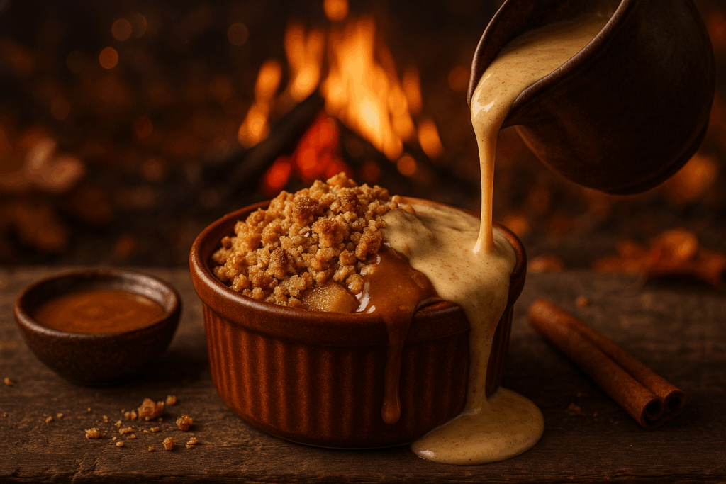 Toffee Apple Crumble with Cinnamon Custard