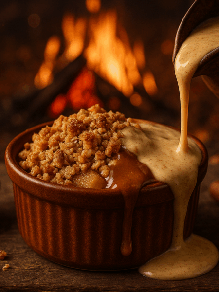 Toffee Apple Crumble with Cinnamon Custard