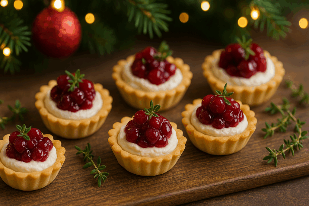 Cranberry, Thyme & Whipped “Goat’s Cheese” Tartlets