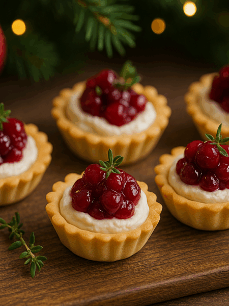 Cranberry, Thyme & Whipped “Goat’s Cheese” Tartlets