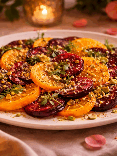 Roasted Beetroot & Orange Carpaccio with Pistachio